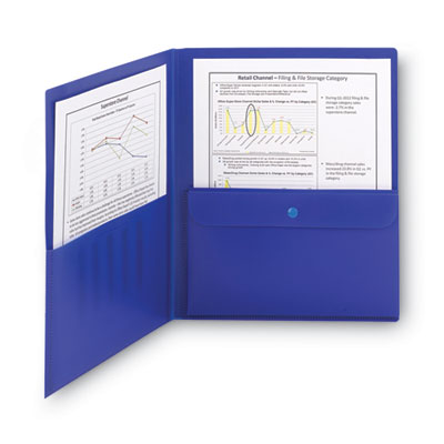 Poly Two-Pocket Folder with Security Pocket, 11 x 8 1/2, Blue, 5/Pack OrdermeInc OrdermeInc