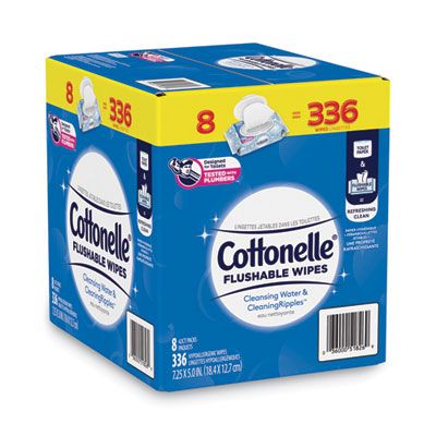 Cottonelle® Flushable Wet Wipes, Flip-Top Pack, 5 x 7.25, White, 42 Sheets/Pack, 8 Packs/Carton - OrdermeInc