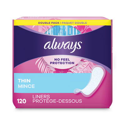Always® Thin Daily Panty Liners, Regular, 120/Pack - OrdermeInc