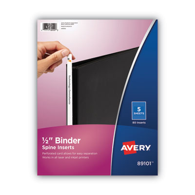 AVERY PRODUCTS CORPORATION Binder Spine Inserts, 0.5" Spine Width, 16 Inserts/Sheet, 5 Sheets/Pack
