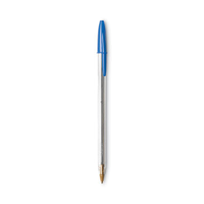 BIC CORP. Cristal Xtra Smooth Ballpoint Pen, Stick, Medium 1 mm, Blue Ink, Clear Barrel, Dozen