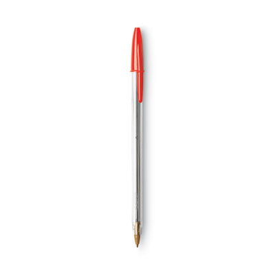 BIC CORP. Cristal Xtra Smooth Ballpoint Pen, Stick, Medium 1 mm, Red Ink, Clear Barrel, Dozen