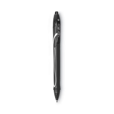 BIC CORP. Gel-ocity Quick Dry Gel Pen, Retractable, Medium 0.7 mm, Black Ink, Black Barrel, Dozen