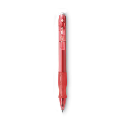 BIC CORP. Gel-ocity Gel Pen, Retractable, Medium 0.7 mm, Red Ink, Translucent Red Barrel, Dozen