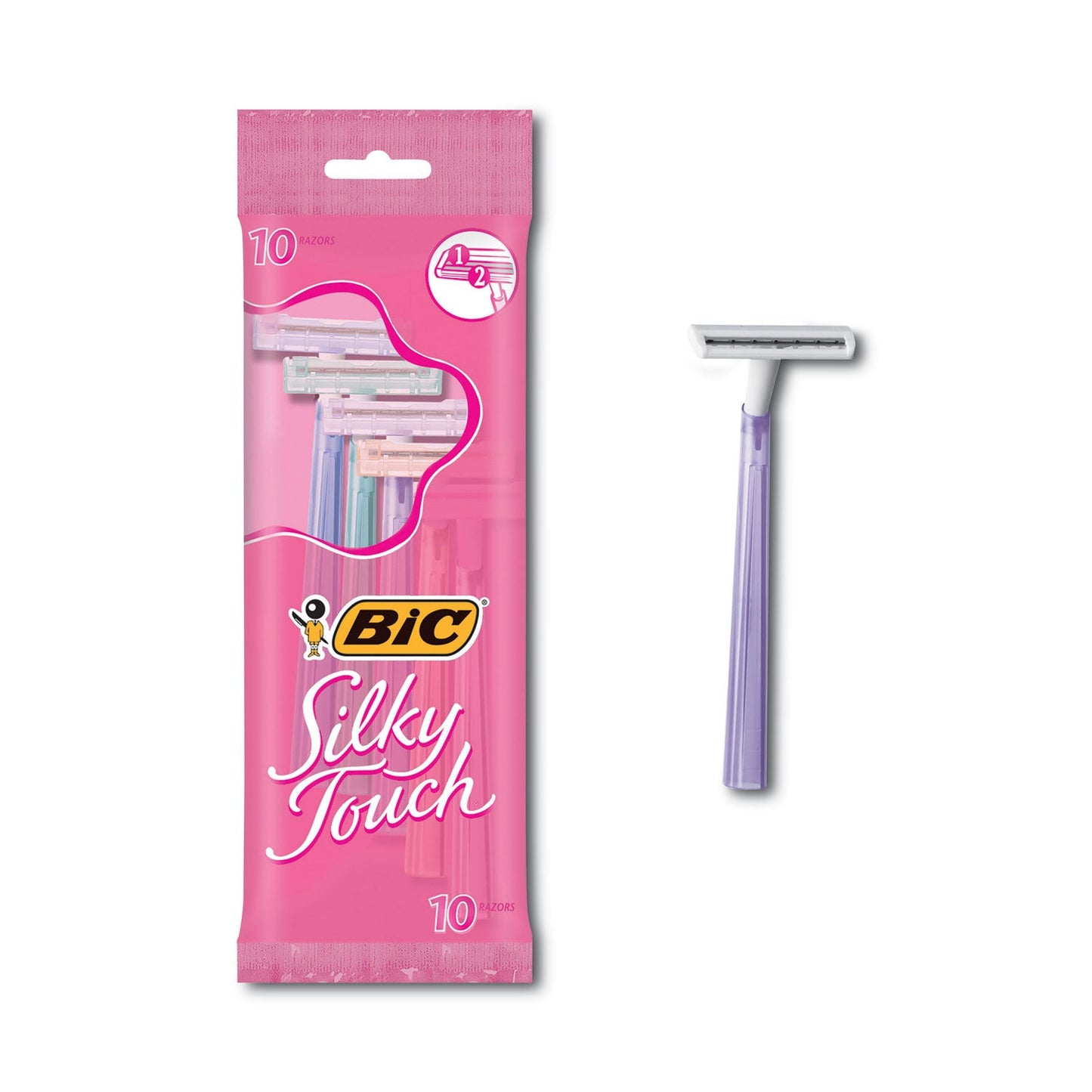 BIC CORP. Silky Touch Women’s Disposable Razor, 2 Blades, Assorted Colors, 10/Pack