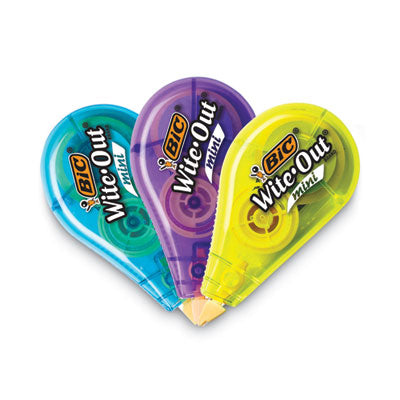 BIC CORP. Wite-Out Brand Mini Correction Tape, Non-Refillable, 0.2" x 26.2 ft, Assorted
