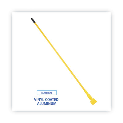 BOARDWALK Plastic Jaws Mop Handle for 5 Wide Mop Heads, Aluminum, 1" dia x 60", Yellow