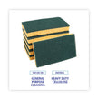 BOARDWALK Scrubbing Sponge, Medium Duty, 3.6 x 6.1, 0.75" Thick, Yellow/Green, Individually Wrapped, 20/Carton