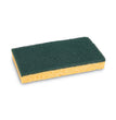 BOARDWALK Scrubbing Sponge, Medium Duty, 3.6 x 6.1, 0.75" Thick, Yellow/Green, Individually Wrapped, 20/Carton