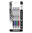 Zebra® F-301 Ballpoint Pen, Retractable, Fine 0.7 mm, Assorted Ink and Barrel Colors, 4/Pack - OrdermeInc