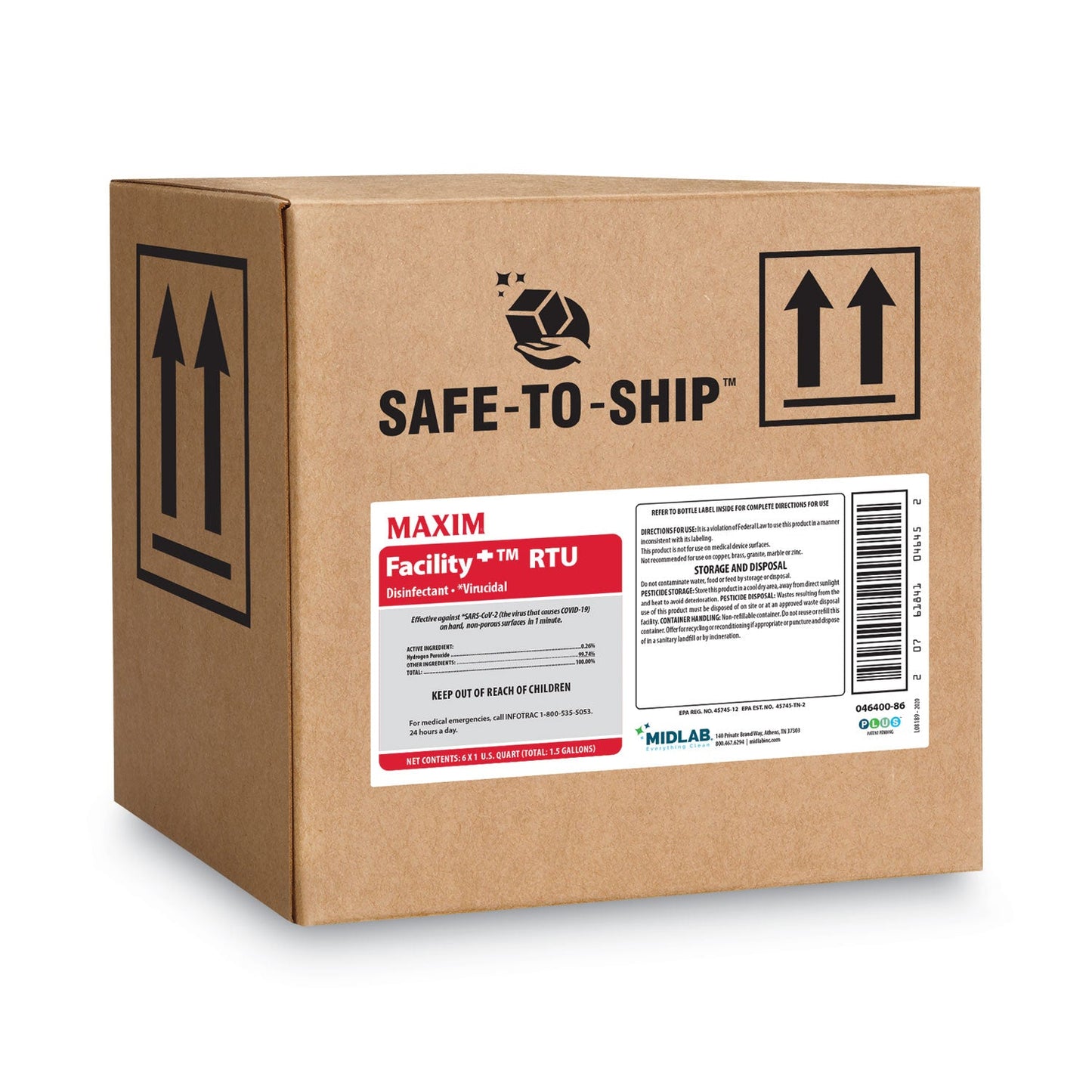 Facility+ RTU Disinfectant, Safe-to-Ship, Unscented, 32 oz, 6/Carton - OrderMe