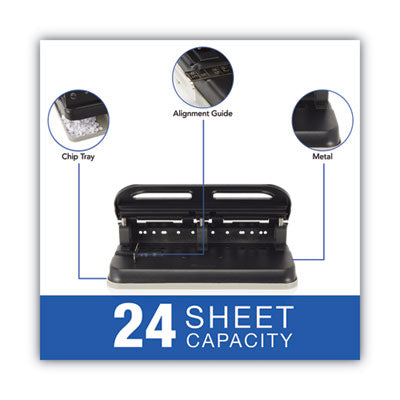 24-Sheet Easy Touch Two- to Seven-Hole Precision-Pin Punch, 9/32" Holes, Black OrdermeInc OrdermeInc