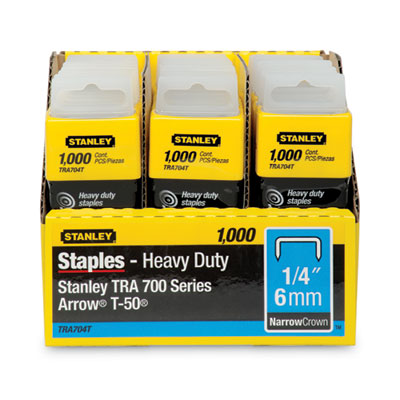 SharpShooter Heavy-Duty Tacker Staples, 0.25" Leg, 0.5" Crown, Steel, 1,000/Box OrdermeInc OrdermeInc