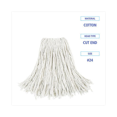 Boardwalk® Cut-End Wet Mop Head, Cotton, No. 24, White 12/Carton OrdermeInc OrdermeInc