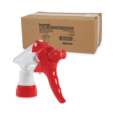 BOARDWALK Trigger Sprayer 250, 9.25" Tube Fits 32 oz Bottles, Red/White, 24/Carton - OrdermeInc