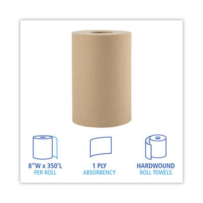 Hardwound Paper Towels, 1-Ply, 8" x 350 ft, Natural, 12 Rolls/Carton OrdermeInc OrdermeInc