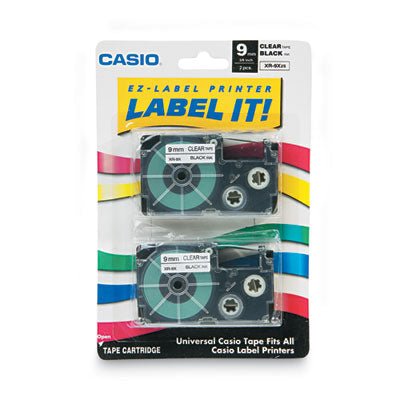 Tape Cassettes for KL Label Makers, 0.37" x 26 ft, Black on Clear, 2/Pack OrdermeInc OrdermeInc