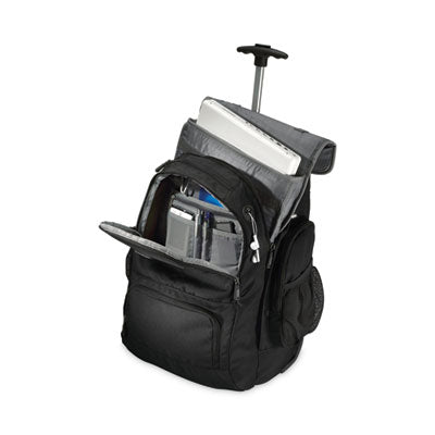 Rolling Backpack, Fits Devices Up to 15.6", Polyester, 14 x 8 x 21, Black/Charcoal OrdermeInc OrdermeInc