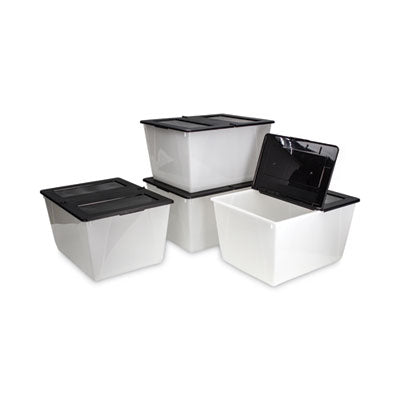 Storage Tote, 16 gal, 22.7" x 18.25" x 12.86", Clear/Black OrdermeInc OrdermeInc