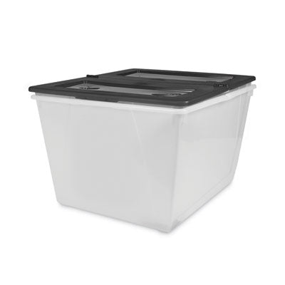 Storage Tote, 16 gal, 22.7" x 18.25" x 12.86", Clear/Black OrdermeInc OrdermeInc