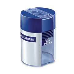 STAEDTLER, INC. Cylinder Handheld Pencil Sharpener, Two-Hole, 1.63 x 2.25, Blue/Silver - OrdermeInc