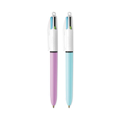 4-Color Multi-Color Ballpoint Pen, Retractable, Medium 1 mm, Lime/Pink/Purple/Turquoise Ink, Assorted Barrel Colors, 2/Pack OrdermeInc OrdermeInc