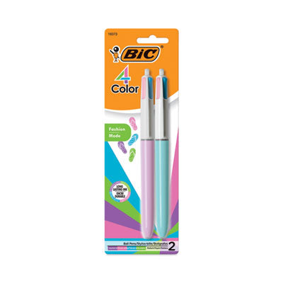 4-Color Multi-Color Ballpoint Pen, Retractable, Medium 1 mm, Lime/Pink/Purple/Turquoise Ink, Assorted Barrel Colors, 2/Pack OrdermeInc OrdermeInc