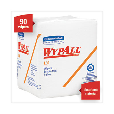 WypAll® L30 Towels, Quarter Fold, 12.5 x 12, 90/Polypack, 12 Polypacks/Carton - OrdermeInc