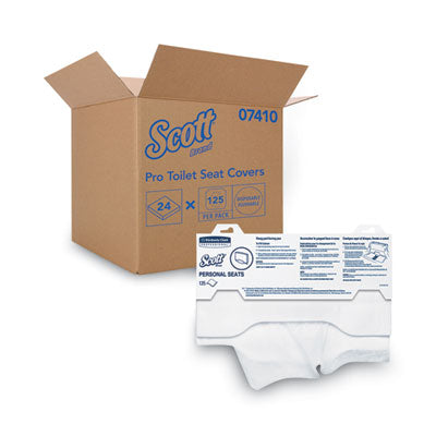 Scott® Personal Seats Sanitary Toilet Seat Covers, 15 x 18, White, 125/Pack, 24 Packs/Carton - OrdermeInc