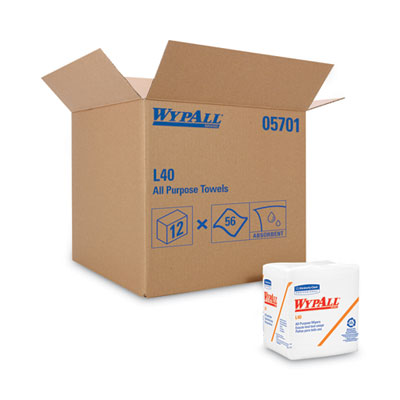 WypAll® L40 Towels, 1/4 Fold, 12.5 x 12, White, 56/Box, 18 Packs/Carton - OrdermeInc