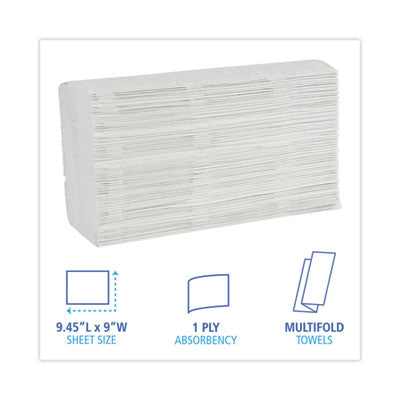 Boardwalk® Multifold Paper Towels, 1-Ply, 9 x 9.45, White, 250 Towels/Pack, 16 Packs/Carton OrdermeInc OrdermeInc