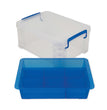 ADVANTUS CORPORATION Super Stacker Divided Storage Box, 6 Sections, 10.38" x 14.25" x 6.5", Clear/Blue