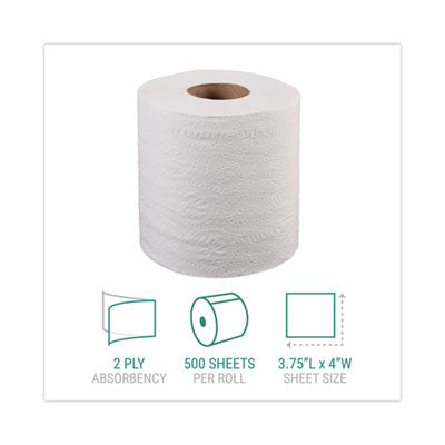 Bath Tissue, Septic Safe, Individually Wrapped Rolls, 2-Ply, White, 500 Sheets/Roll, 96 Rolls/Carton OrdermeInc OrdermeInc