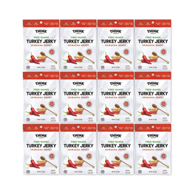 Think Jerky® Sriracha Honey Turkey Jerky, 1 oz Pouch, 12/Pack, Ships in 1-3 Business Days OrdermeInc OrdermeInc