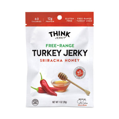 Think Jerky® Sriracha Honey Turkey Jerky, 1 oz Pouch, 12/Pack, Ships in 1-3 Business Days OrdermeInc OrdermeInc