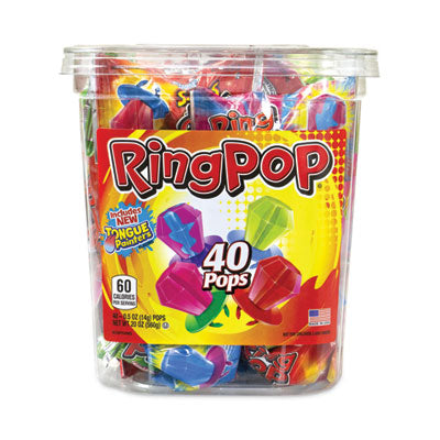 Ring Pop Lollipops, Assorted Flavors, 0.5 oz, 40 Piece Tub OrdermeInc OrdermeInc