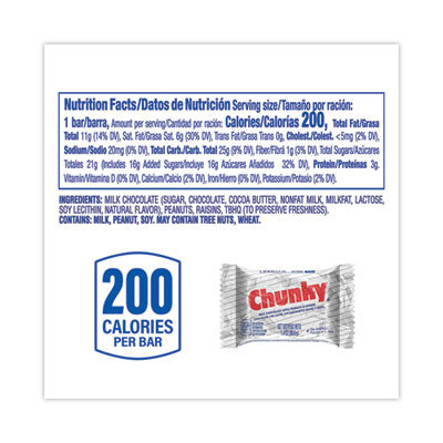 Chunky Bar, Individually Wrapped, 1.4 oz, 24/Carton, Ships in 1-3 Business Days - OrdermeInc