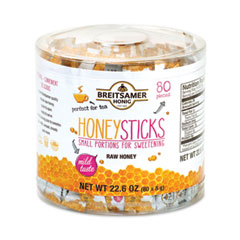 BREITSAMER HONIG Raw Honey Sticks, 0.28 oz, 80 Sticks/Tub, 1 Tub/Carton, Ships in 1-3 Business Days - OrdermeInc