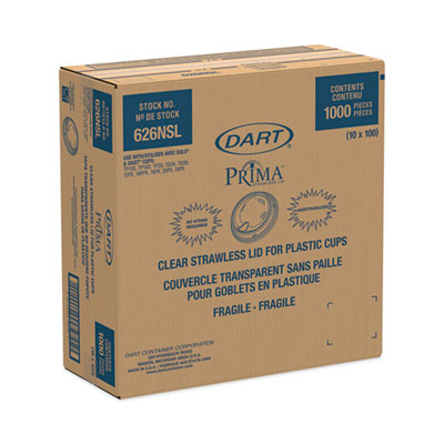DART Prima Strawless Plastic Lids, Fits 12 oz to 26 oz Cups, Clear, 1,000/Carton - OrdermeInc