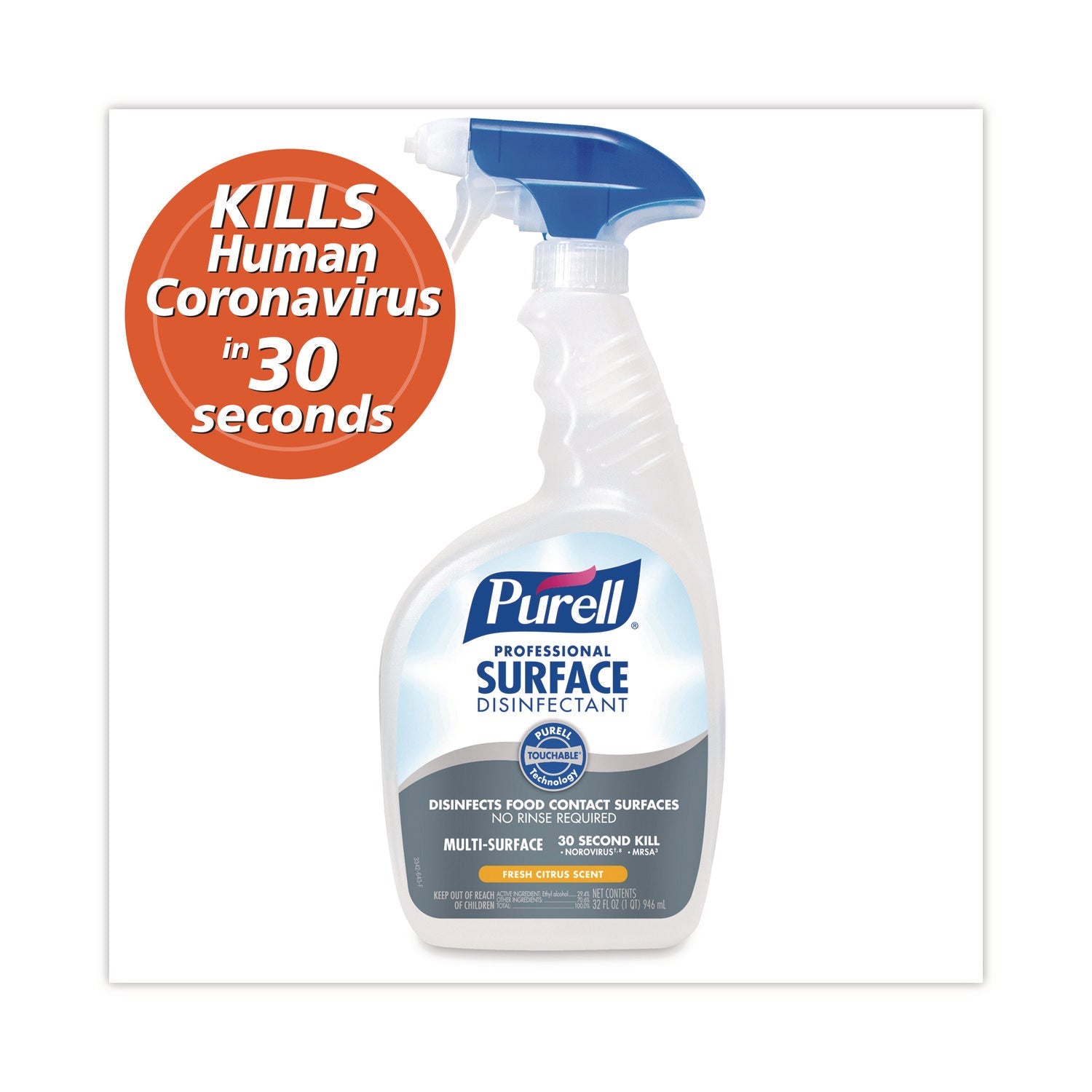 Professional Surface Disinfectant, Fresh Citrus, 32 oz Spray Bottle, 6/Carton - OrderMe