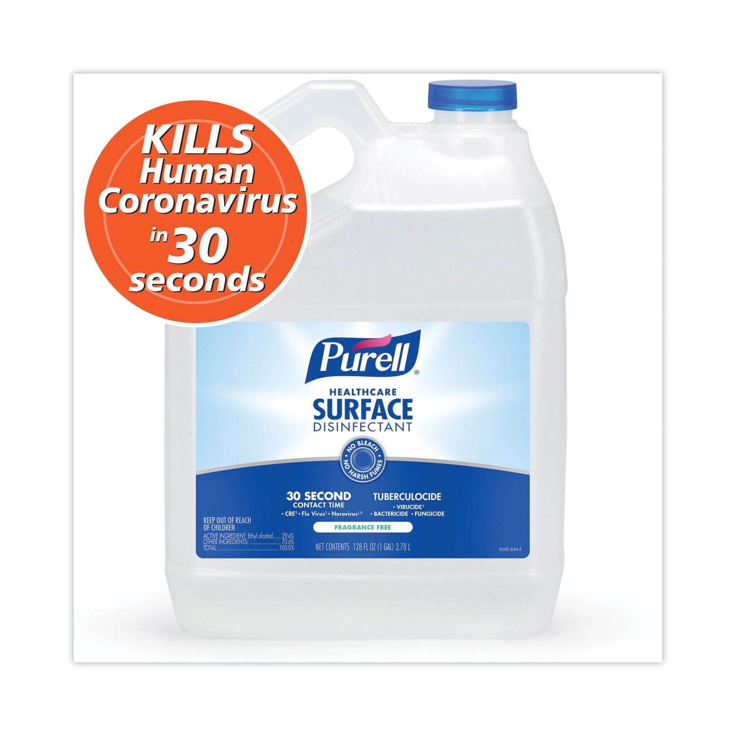 Healthcare Surface Disinfectant, Fragrance Free, 128 oz Bottle, 4/Carton - OrderMe