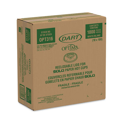 Optima Reclosable Lids for Hot Paper Cups, Fits 10 oz to 24 oz Cups, White, 1,000/Carton OrdermeInc OrdermeInc