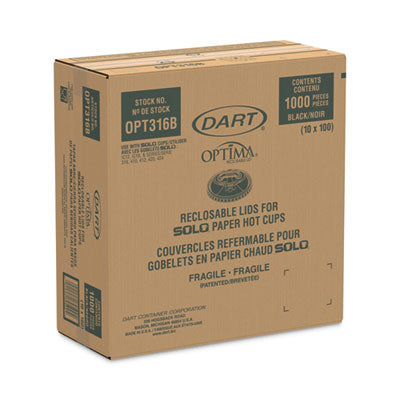 Optima Reclosable Lids for Hot Paper Cups, Fits 10 oz to 24 oz Cups, Black, 1,000/Carton OrdermeInc OrdermeInc