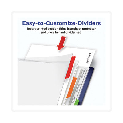AVERY PRODUCTS CORPORATION Clear Easy View Plastic Dividers with Multicolored Tabs and Sheet Protector, 5-Tab, 11 x 8.5, Clear, 1 Set