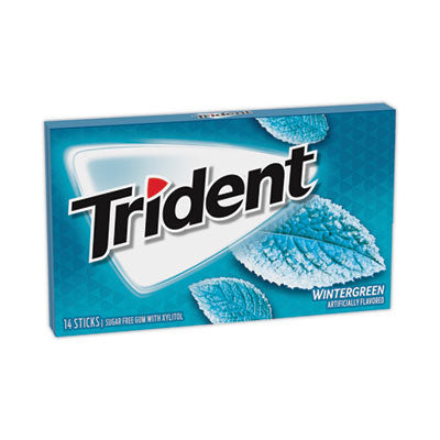 Trident® Sugar-Free Gum, Wintergreen, 14 Sticks/Pack, 12 Packs/Carton, Ships in 1-3 Business Days  Ships in 1-3 business days OrdermeInc OrdermeInc