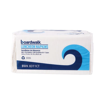 BOARDWALK Office Packs Lunch Napkins, 1-Ply, 12 x 12, White, 400/Pack