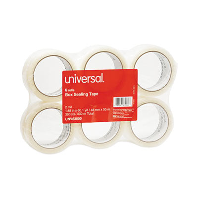 UNIVERSAL OFFICE PRODUCTS General-Purpose Box Sealing Tape, 3" Core, 1.88" x 60 yds, Clear, 6/Pack