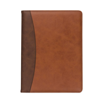 Two-Tone Padfolio with Spine Accent, 10.6w x 14.25h, Polyurethane, Tan/Brown OrdermeInc OrdermeInc