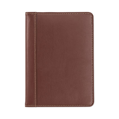 Samsill® Contrast Stitch Leather Padfolio, 6.25w x 8.75h, Open Style, Brown OrdermeInc OrdermeInc