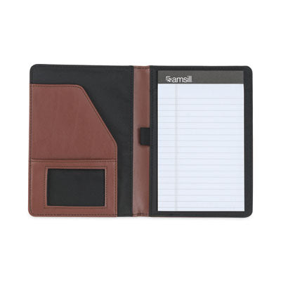 Samsill® Contrast Stitch Leather Padfolio, 6.25w x 8.75h, Open Style, Brown OrdermeInc OrdermeInc